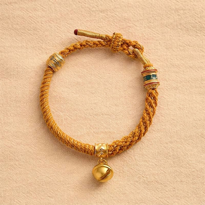 Buddha Stones Pulsera de cuerda tibetana con campana de esmalte de cobre y sabiduría - image 13