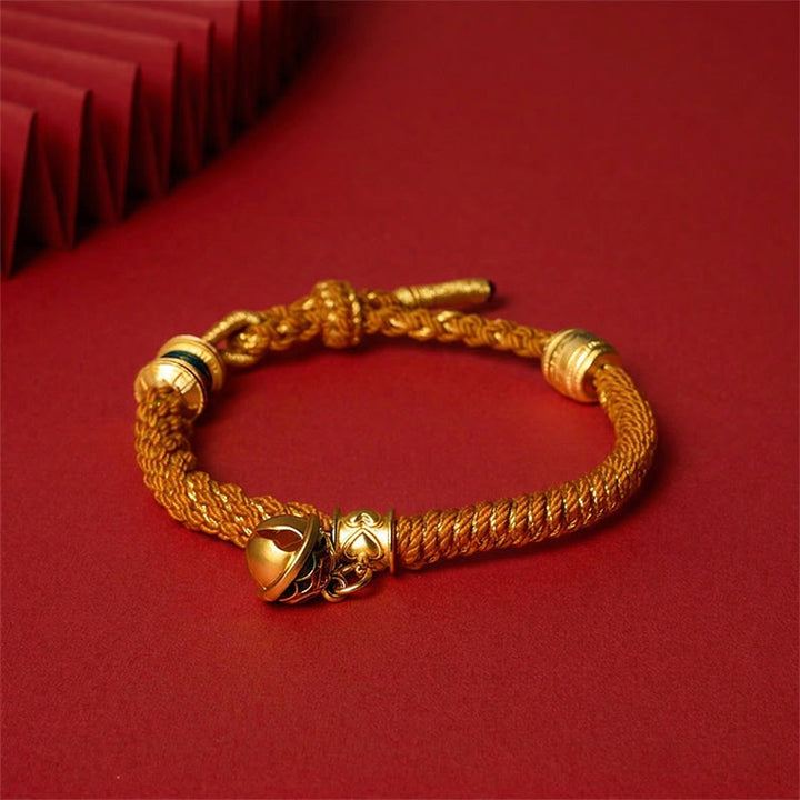 Buddha Stones Pulsera de cuerda tibetana con campana de esmalte de cobre y sabiduría - image 14