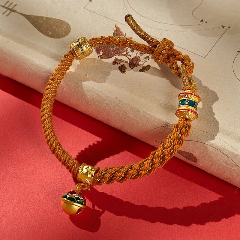 Buddha Stones Pulsera de cuerda tibetana con campana de esmalte de cobre y sabiduría - Amarillo claro (circunferencia de la muñeca: 15-18 cm) - image 12