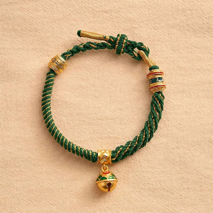 Buddha Stones Pulsera de cuerda tibetana con campana de esmalte de cobre y sabiduría - image 10