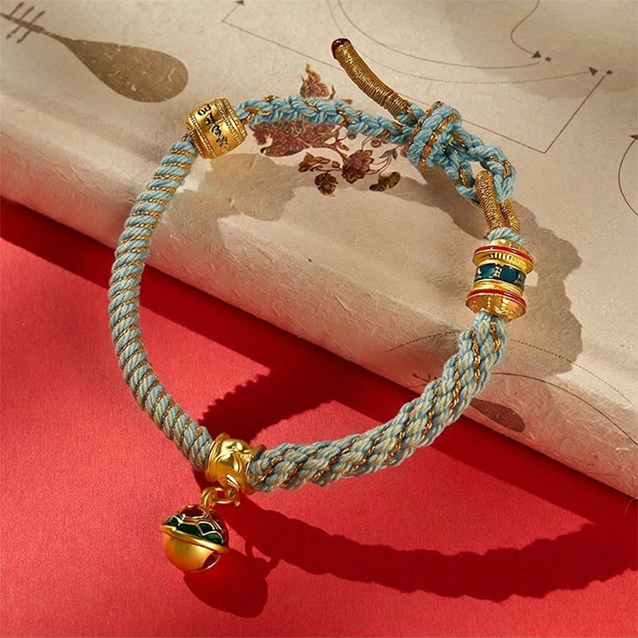 Buddha Stones Pulsera de cuerda tibetana con campana de esmalte de cobre y sabiduría - Azul (Circunferencia de la muñeca: 15–18 cm) - image 15