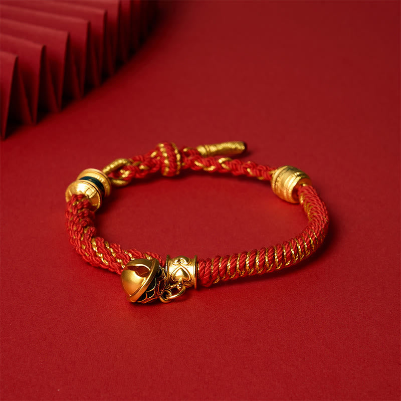 Buddha Stones Pulsera de cuerda tibetana con campana de esmalte de cobre y sabiduría - image 2