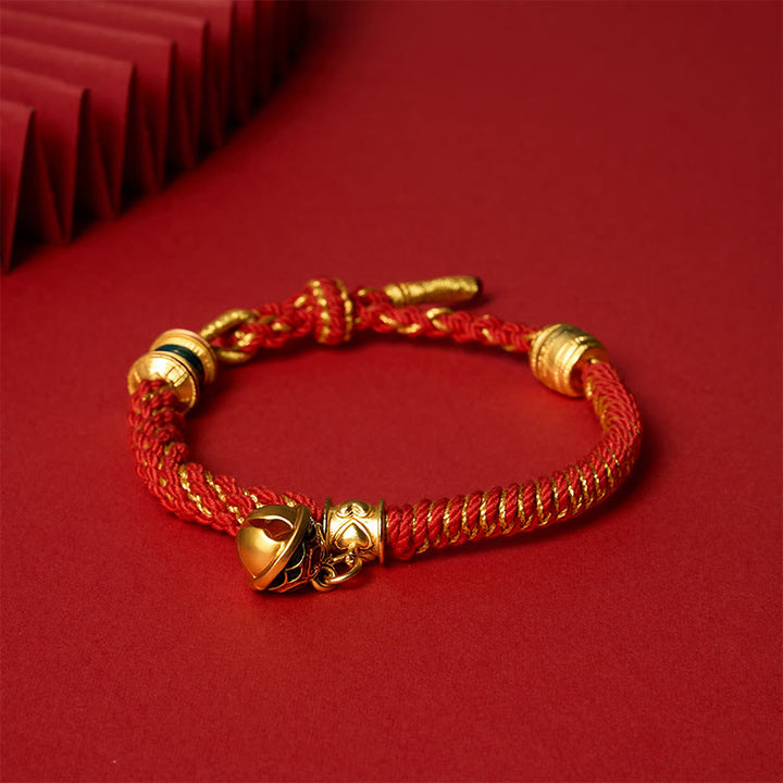 Buddha Stones Pulsera de cuerda tibetana con campana de esmalte de cobre y sabiduría - image 2
