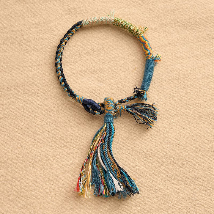 Buddha Stones Pulsera ajustable con borla estilo retro boho de cuerda de algodón - image 16