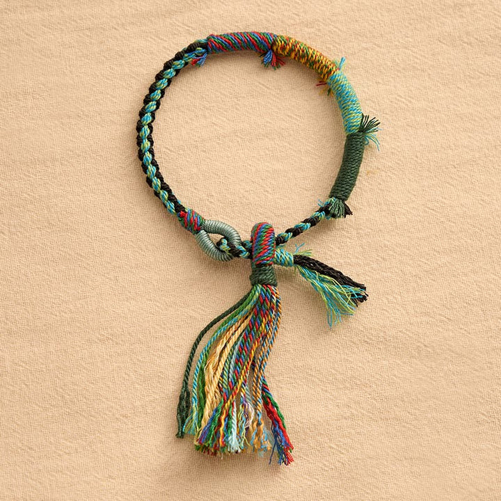 Buddha Stones Pulsera ajustable con borla estilo retro boho de cuerda de algodón - image 10