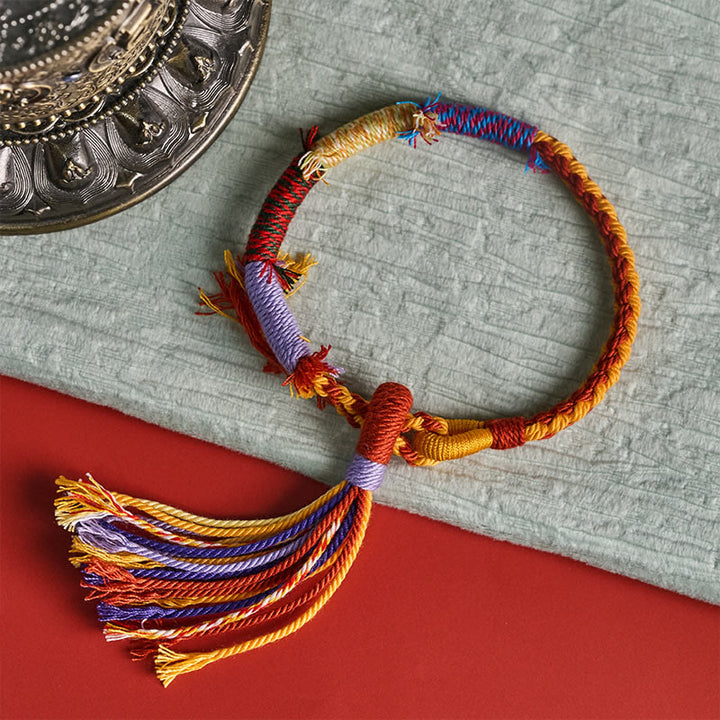 Buddha Stones Pulsera ajustable con borla estilo retro boho de cuerda de algodón - image 3