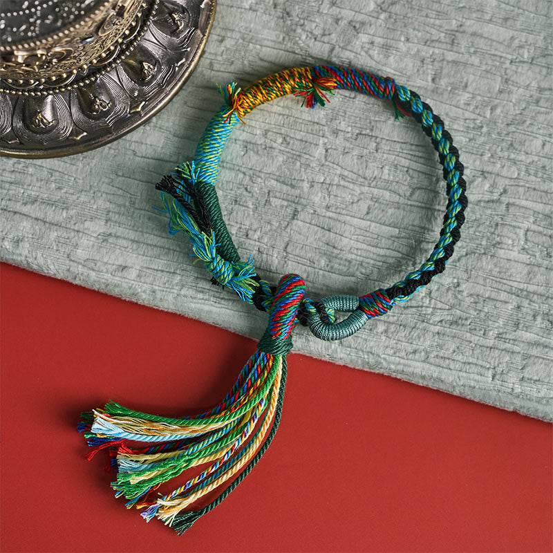 Buddha Stones Pulsera ajustable con borla estilo retro boho de cuerda de algodón - image 11