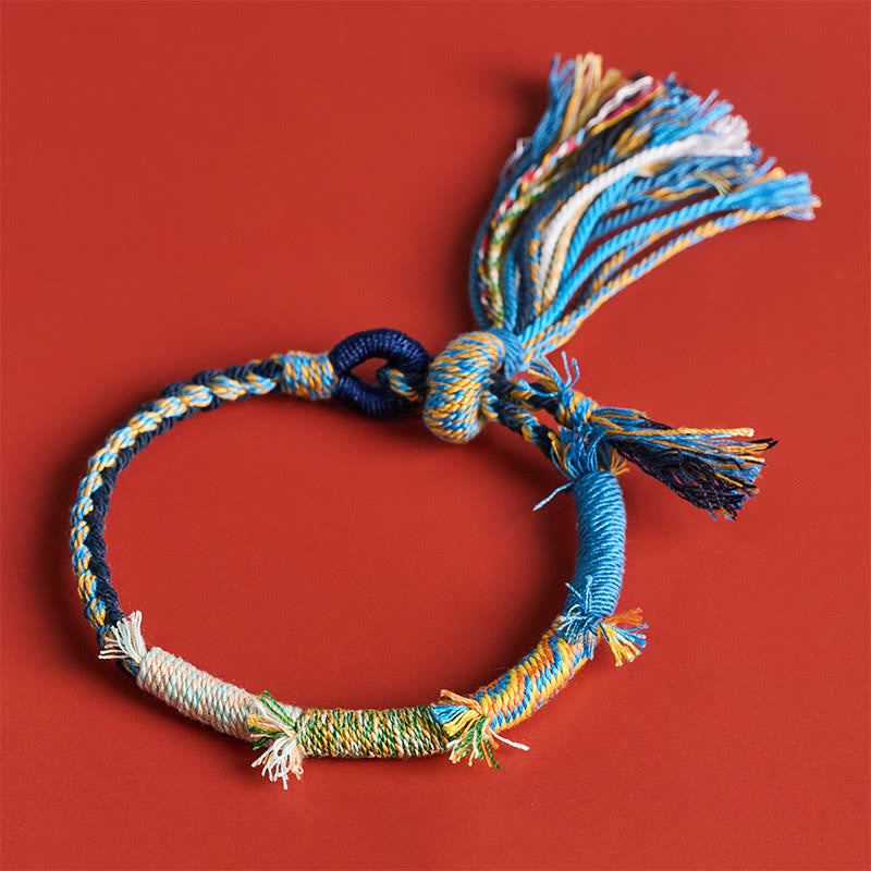Buddha Stones Pulsera ajustable con borla estilo retro boho de cuerda de algodón - image 18