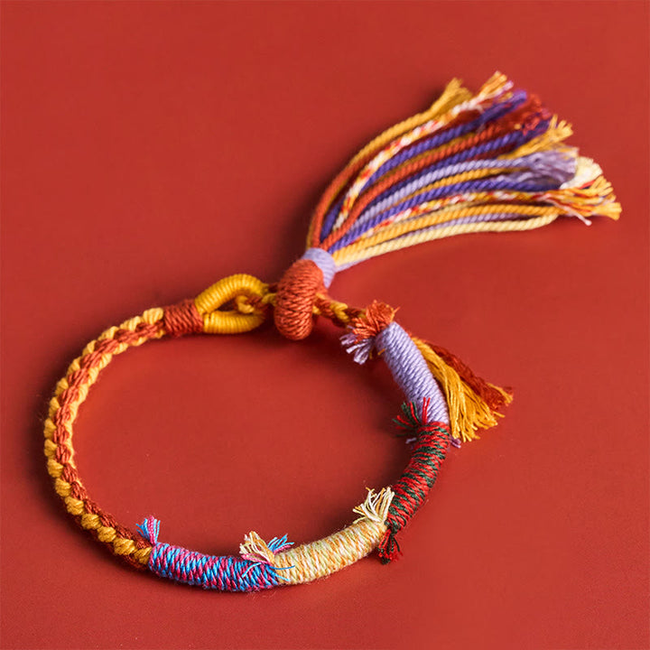 Buddha Stones Pulsera ajustable con borla estilo retro boho de cuerda de algodón - image 4