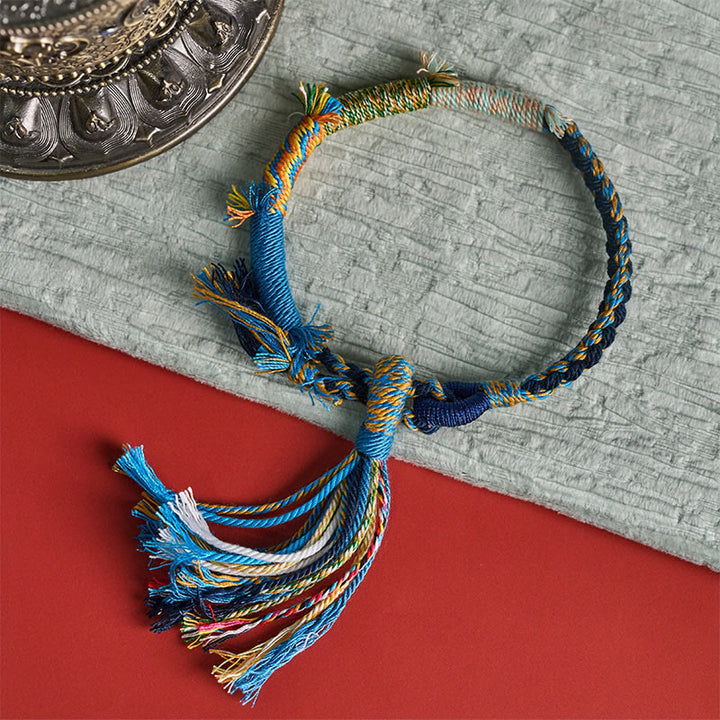 Buddha Stones Pulsera ajustable con borla estilo retro boho de cuerda de algodón - image 17