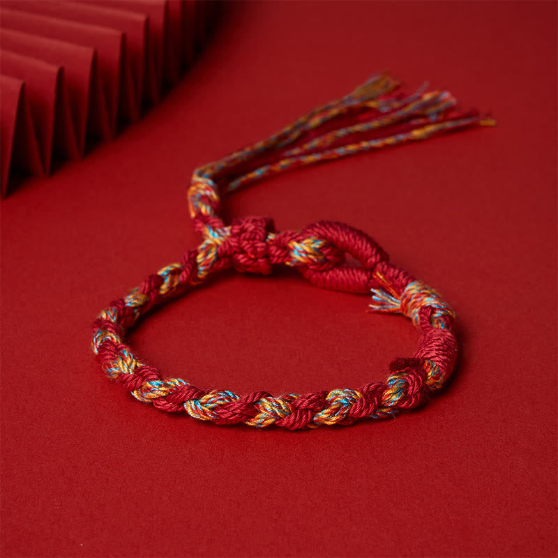 Buddha Stones Pulsera de macramé ajustable con conexión de hilo rojo - Cordón rojo (circunferencia de la muñeca: 15-18 cm) - image 0