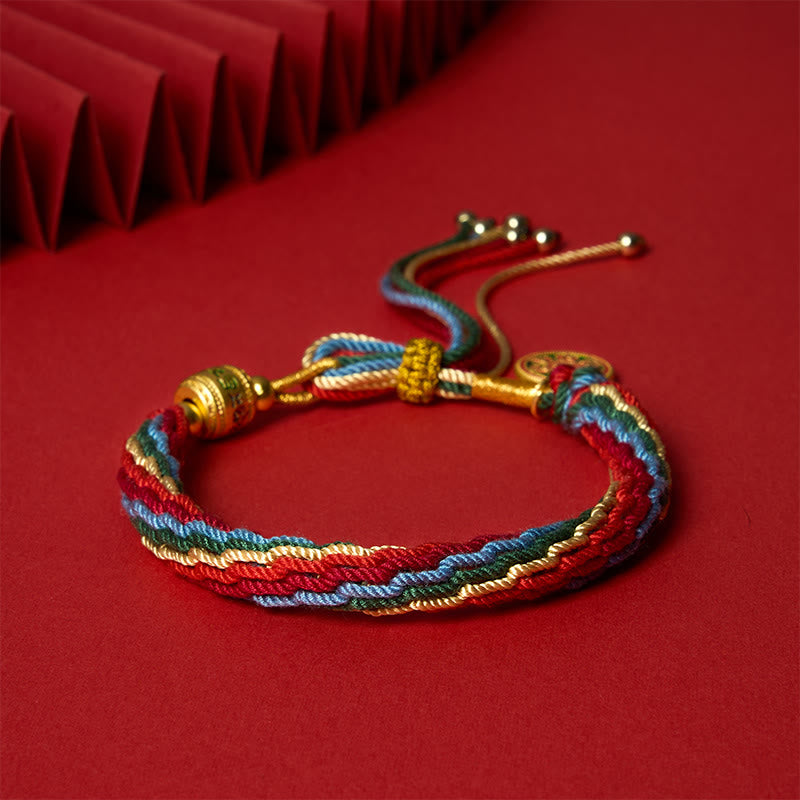 Buddha Stones Pulsera con dije de energía de cuerda multicolor, esmalte, Om Mani Padme Hum - image 1