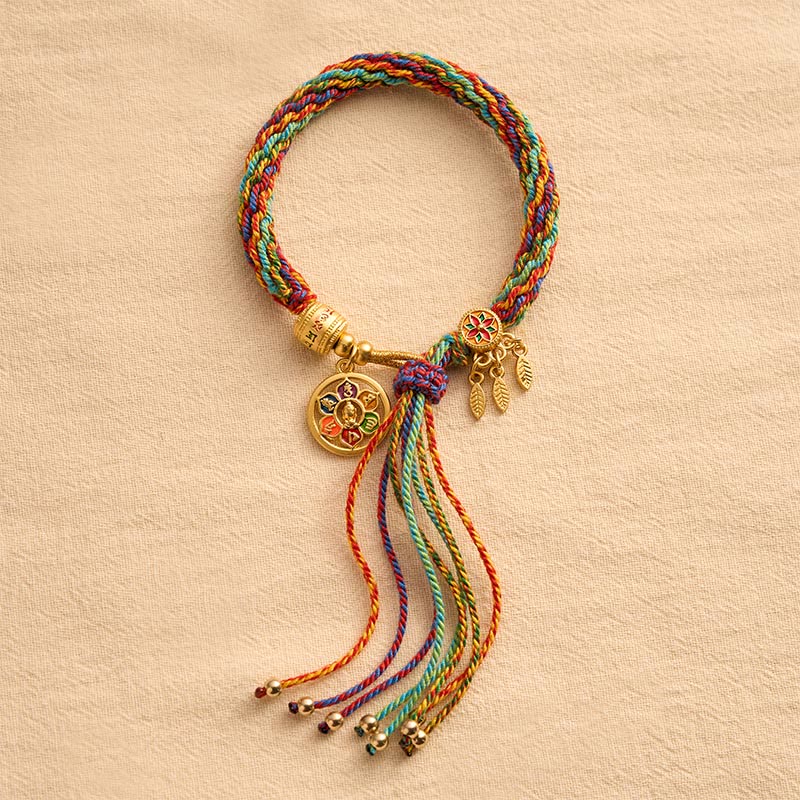 Buddha Stones Pulsera tibetana multicolor con dije de esmalte y cuerda Om Mani Padme Hum - image 2
