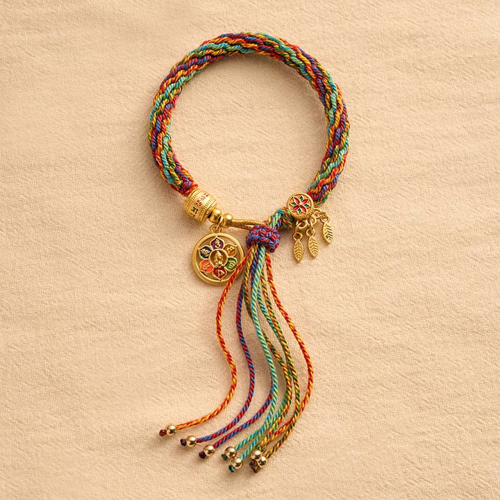 Buddha Stones Pulsera tibetana multicolor con dije de esmalte y cuerda Om Mani Padme Hum - image 2
