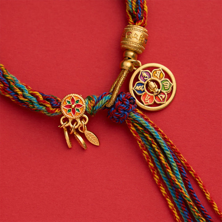 Buddha Stones Pulsera tibetana multicolor con dije de esmalte y cuerda Om Mani Padme Hum - image 3