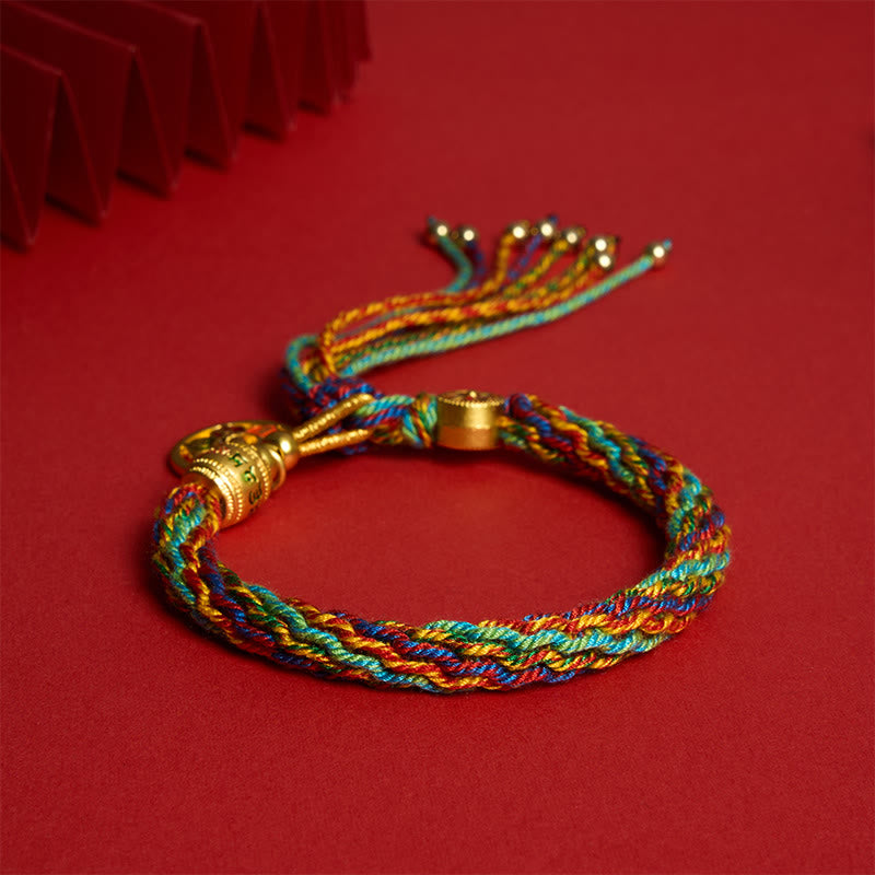 Buddha Stones Pulsera tibetana multicolor con dije de esmalte y cuerda Om Mani Padme Hum - image 1