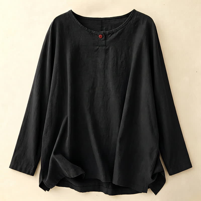 Camiseta informal de manga corta con cuello redondo y diseño holgado para mujer con estampado de Buddha Stones. - Negro - Manga larga - US14，UK/AU18，EU46 (2XL) - image 39