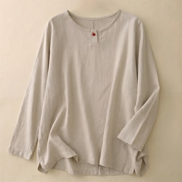 Camiseta informal de manga corta con cuello redondo y diseño holgado para mujer con estampado de Buddha Stones. - Lino - Manga larga - US14，UK/AU18，EU46 (2XL) - image 28