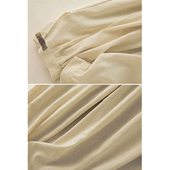 Pantalones harén de algodón liso con cordón y bolsillos para mujer con Buddha Stones - image 4