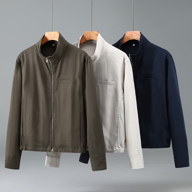 Buddha Stones Chaquetas minimalistas de otoño para hombre con cuello mandarín y bolsillo - image 11