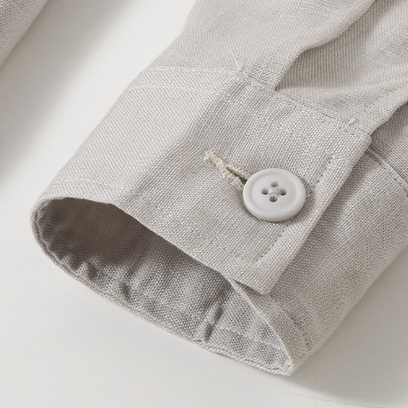 Buddha Stones Chaquetas minimalistas de otoño para hombre con cuello mandarín y bolsillo - image 9