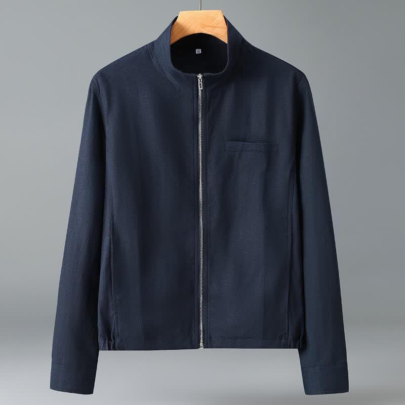 Buddha Stones Chaquetas minimalistas de otoño para hombre con cuello mandarín y bolsillo - Marina de guerra - US/UK/AU42, EU52 (3XL) - image 1