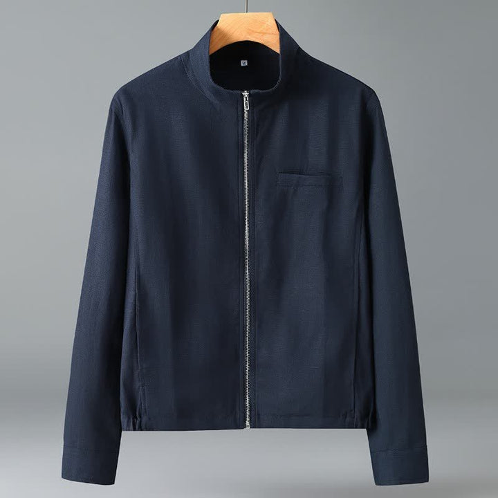 Buddha Stones Chaquetas minimalistas de otoño para hombre con cuello mandarín y bolsillo - Marina de guerra - US/UK/AU42, EU52 (3XL) - image 1