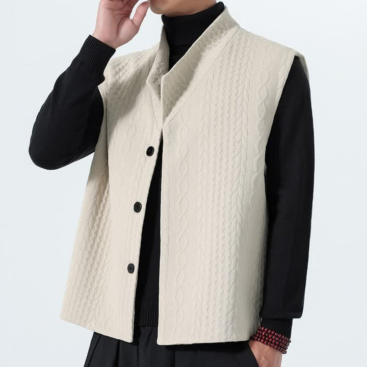 Buddha Stones Chalecos de hombre de punto liso minimalistas para otoño/invierno - image 10
