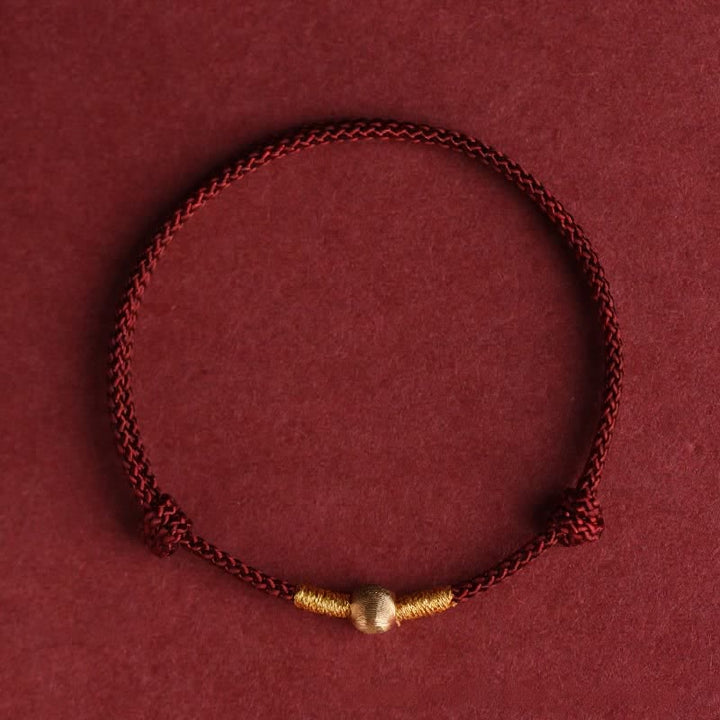 Buddha Stones Pulsera tobillera protectora tejida a mano con hilo rojo - Rojo oscuro - Tobillera (Circunferencia 19–24 cm) - image 1