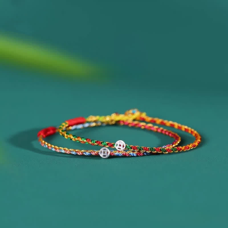 Buddha Stones Pulsera de la fortuna trenzada de plata de ley 925 de colores - image 4