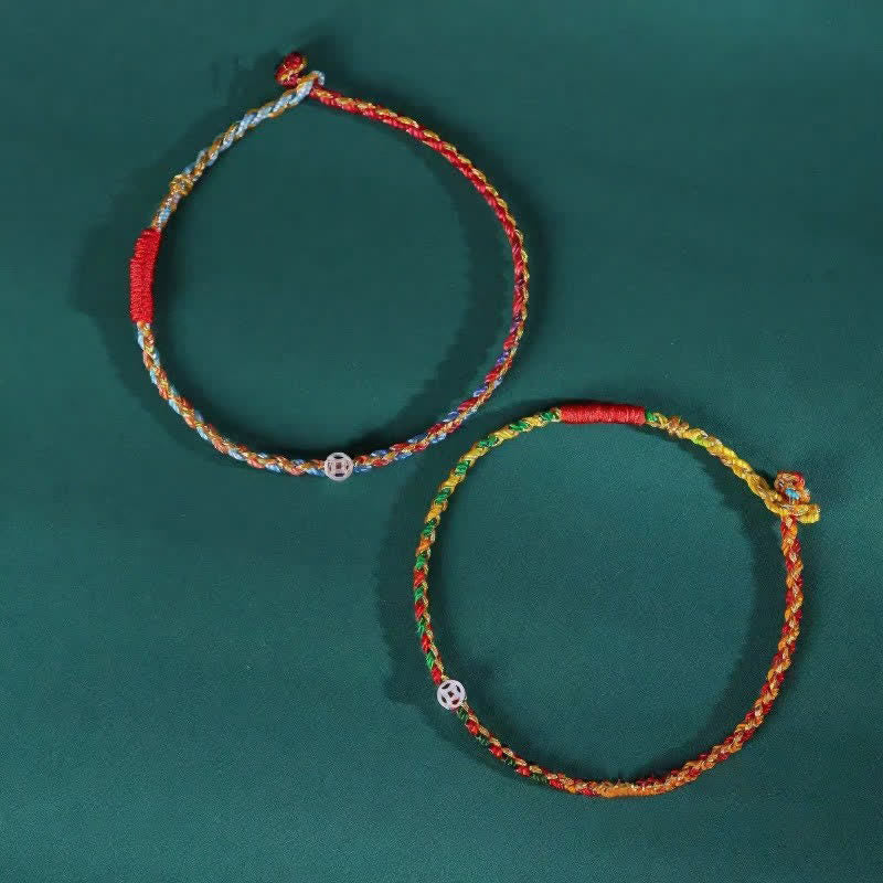 Buddha Stones Pulsera de la fortuna trenzada de plata de ley 925 de colores - image 8