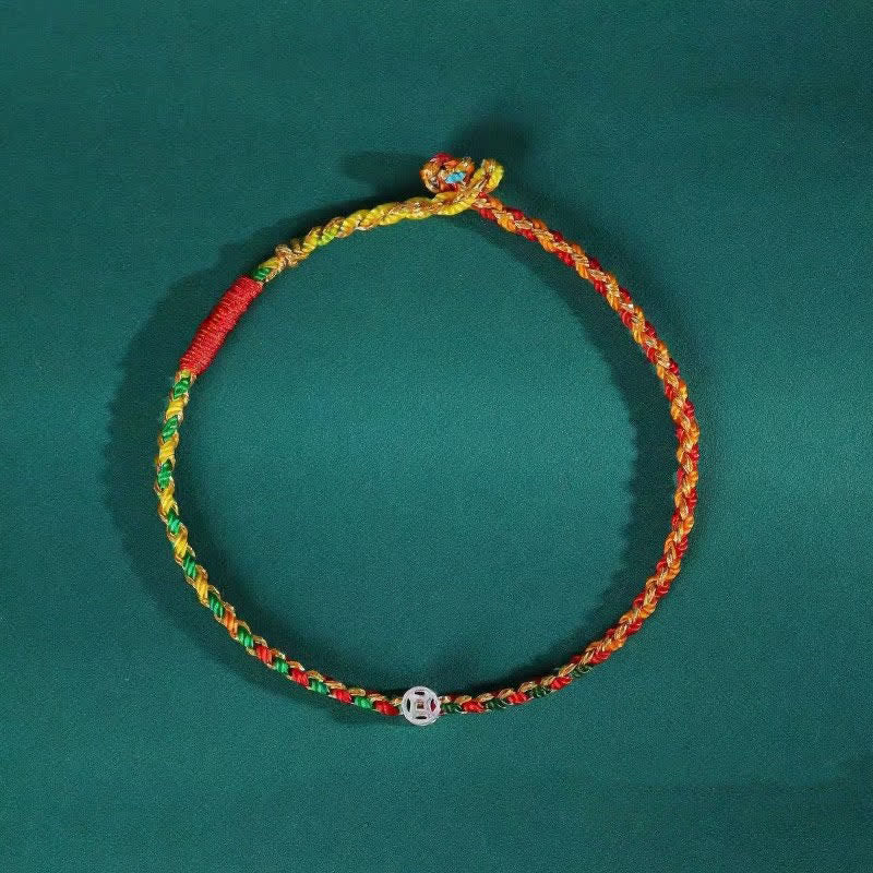 Buddha Stones Pulsera de la fortuna trenzada de plata de ley 925 de colores - image 1