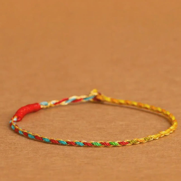 Buddha Stones Pulsera de fe tejida a mano en plata de ley 925 con hilo rojo multicolor - Esquema de color amarillo (cuerda lisa) - 7,1–7,5 pulgadas (18–19 cm) - image 10