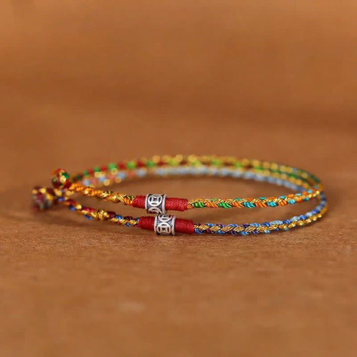 Buddha Stones Pulsera de fe tejida a mano en plata de ley 925 con hilo rojo multicolor - image 9