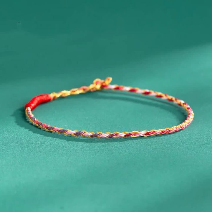 Buddha Stones Pulsera de fe tejida a mano en plata de ley 925 con hilo rojo multicolor - Esquema de color rosa (cuerda lisa) - 7,1–7,5 pulgadas (18–19 cm) - image 11