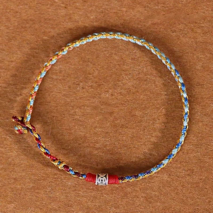 Buddha Stones Pulsera de fe tejida a mano en plata de ley 925 con hilo rojo multicolor - Esquema de color azul - 7,1–7,5 pulgadas (18–19 cm) - image 8