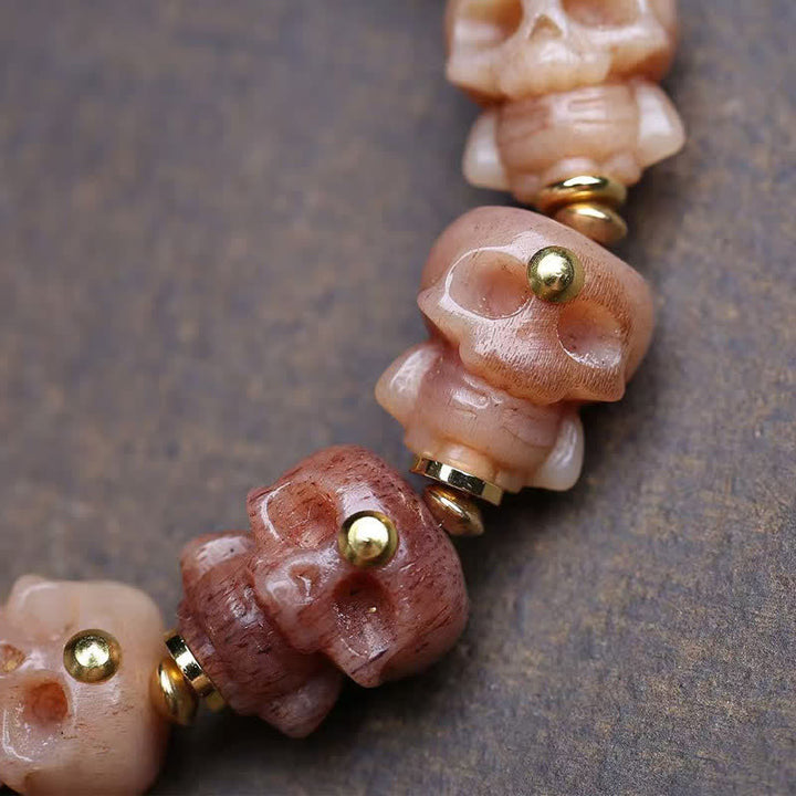 Buddha Stones Pulsera vintage con cuentas de hueso tibetano y calavera tallada a mano - image 3
