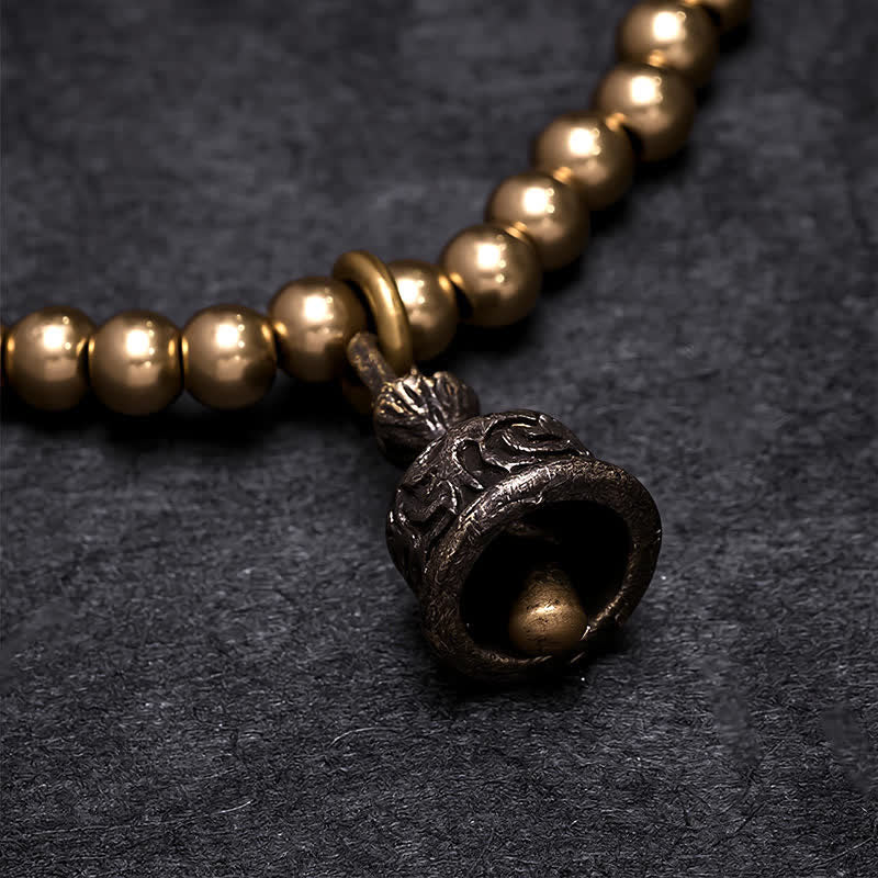 Buddha Stones Pulsera con colgante de campana y cuentas de cobre - image 4