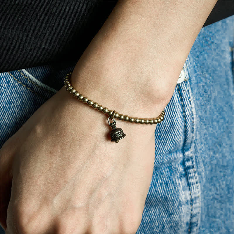 Buddha Stones Pulsera con colgante de campana y cuentas de cobre - image 4