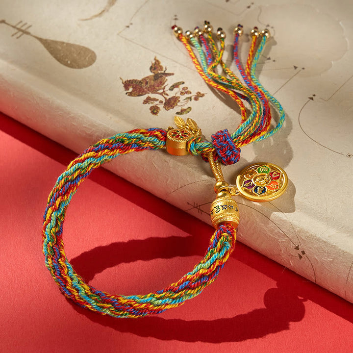 Buddha Stones Pulsera tibetana multicolor con dije de esmalte y cuerda Om Mani Padme Hum - Pulsera multicolor (circunferencia de la muñeca: 17-18 cm) - image 0