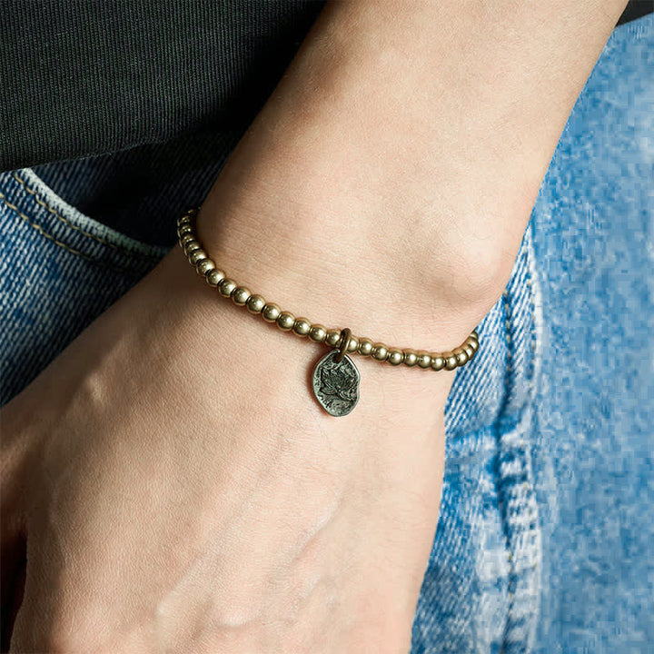 Buddha Stones Pulsera curativa con dije de loto y cuentas de cobre - image 3