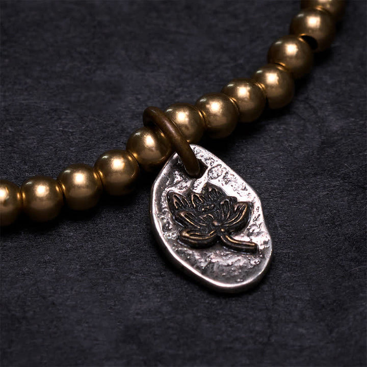 Buddha Stones Pulsera curativa con dije de loto y cuentas de cobre - image 4