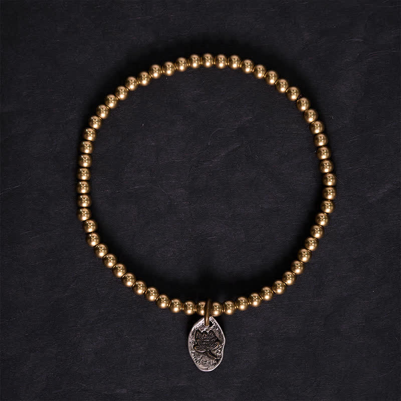 Buddha Stones Pulsera curativa con dije de loto y cuentas de cobre - image 2