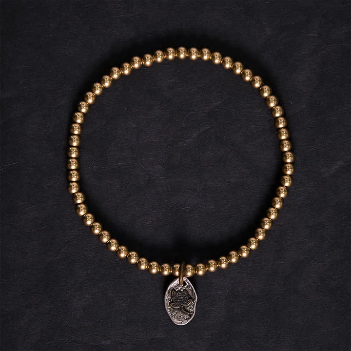 Buddha Stones Pulsera curativa con dije de loto y cuentas de cobre - image 2