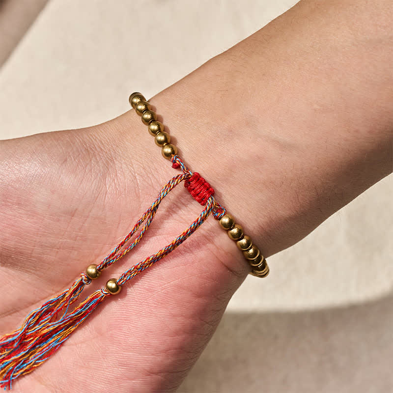 Buddha Stones Pulsera de equilibrio con cuentas de cobre y cordón rojo - image 9