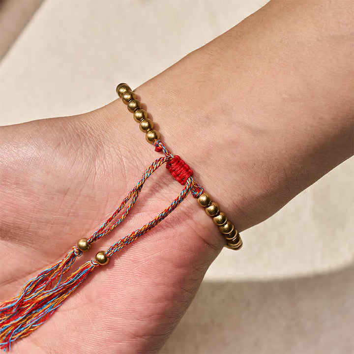 Buddha Stones Pulsera de equilibrio con cuentas de cobre y cordón rojo - image 9