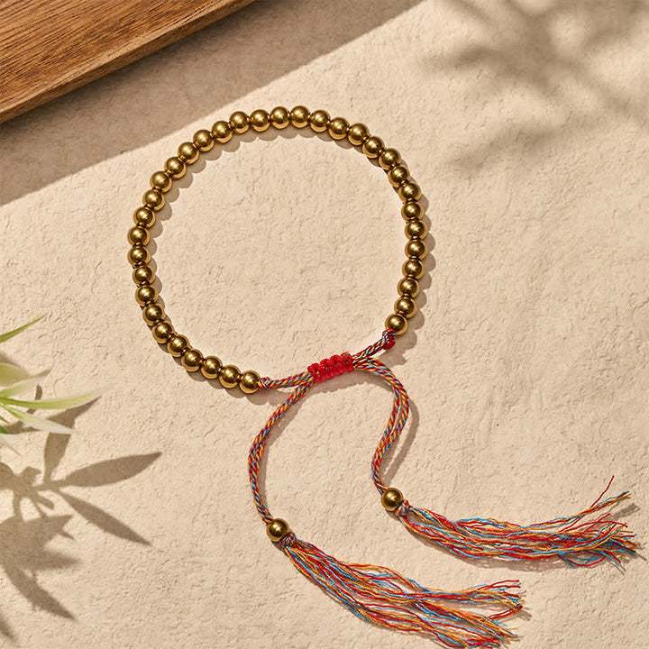Buddha Stones Pulsera de equilibrio con cuentas de cobre y cordón rojo - image 3