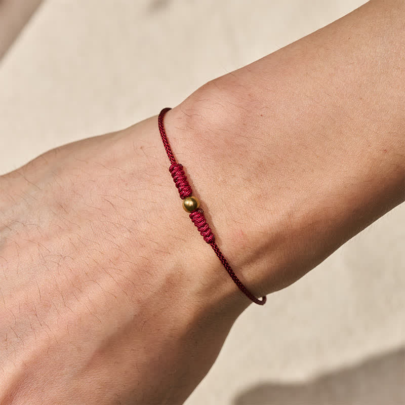 Buddha Stones Pulsera de conexión de cuentas de cobre con hilo rojo - image 4