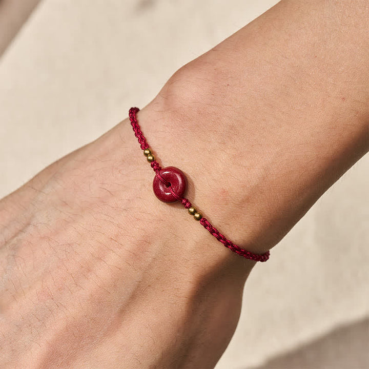Buddha Stones Pulsera de protección de cobre con hebilla de la paz y cordón rojo - image 4