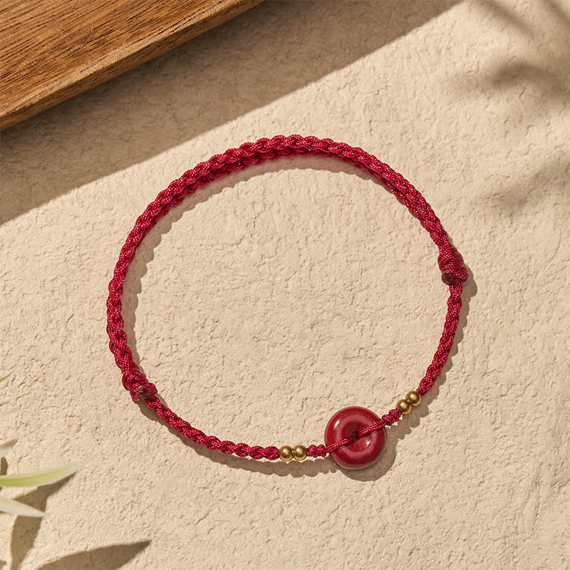 Buddha Stones Pulsera de protección de cobre con hebilla de la paz y cordón rojo - image 3